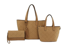 3 in 1 Large Leather Tote Bag Luggage Handbag