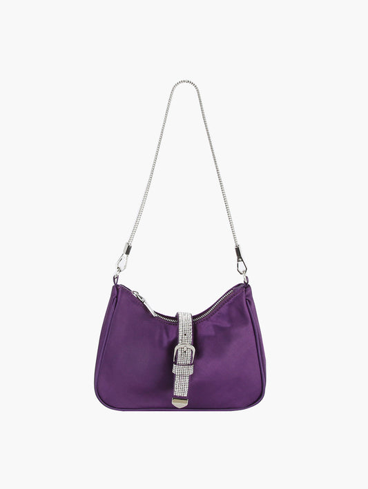 Rhinestone Buckle Hobo Handbag