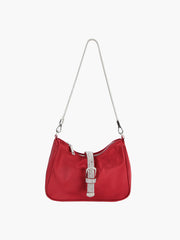 Rhinestone Buckle Hobo Handbag