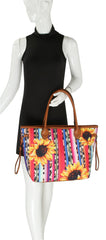 Big Sunflower Rainbow Tote Shoulder Hobo Handbag