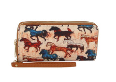 MULTI COLOR HORSE ZIP AROUND WALLET