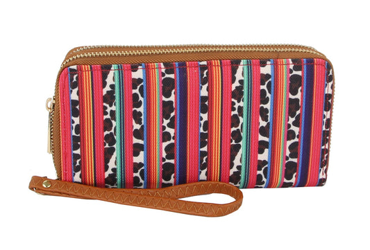 MULTI COLORED ZIG ZAG JAGUAR SUNFLOWER PRINT WALLET
