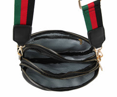 Fashion Bee Hardware 3 Zip Closure Crossbody Bag