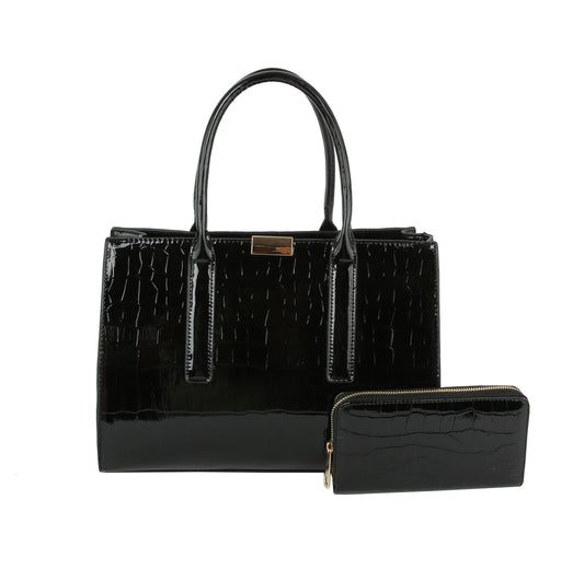 HF   Embossed Patent Hand Tote Set