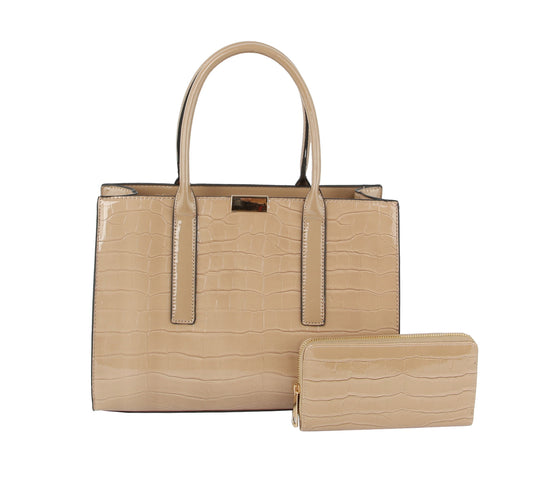 HF   Embossed Patent Hand Tote Set
