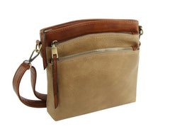 Ladies Crossbody Bag Multi Zipper Pockets Purse