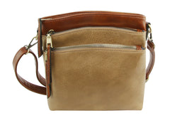 Ladies Crossbody Bag Multi Zipper Pockets Purse