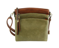 Ladies Crossbody Bag Multi Zipper Pockets Purse