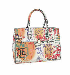 Graffiti Printed Satchel Shoulder Bag