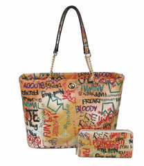 Women Graffiti Tote Shoulder Handbag Satchel