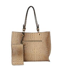 Women Top Handle Tote Satchel Hobo Croc Purse Clutch Set