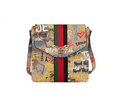 Fashion Graffiti Bee Stripe Crossbody Messenger Bag