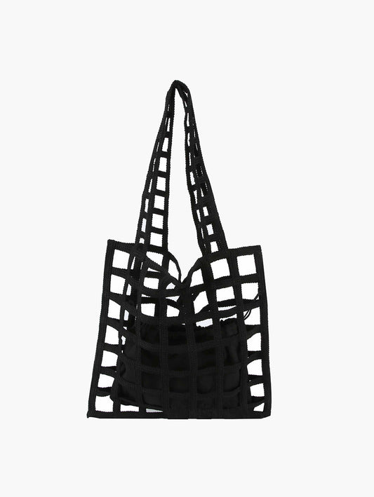 Woven Tote Handbag Set