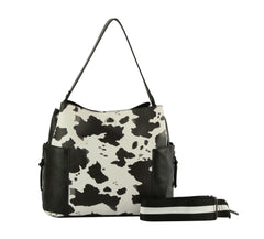 Ladies Top Handle Cow Printed Hobo Handbag