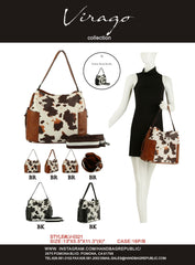 Ladies Top Handle Cow Printed Hobo Handbag