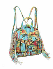 Multi Graffiti Faux Vegan Leather