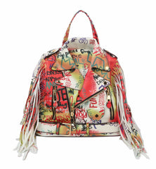 Multi Graffiti Faux Vegan Leather