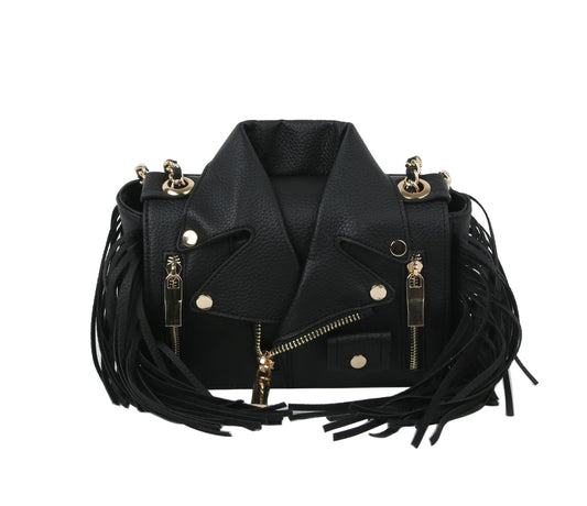 HF  Petite Fringe Motorcycle Jacket Shoulder Bag