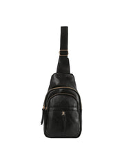 Front pocket leather sling bag