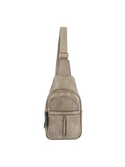 Front pocket leather sling bag