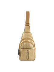 Front pocket leather sling bag