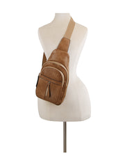 Front pocket leather sling bag