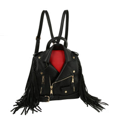 Fringe Motorcycle Jacket Backpack Handbag