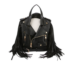 Fringe Motorcycle Jacket Backpack Handbag