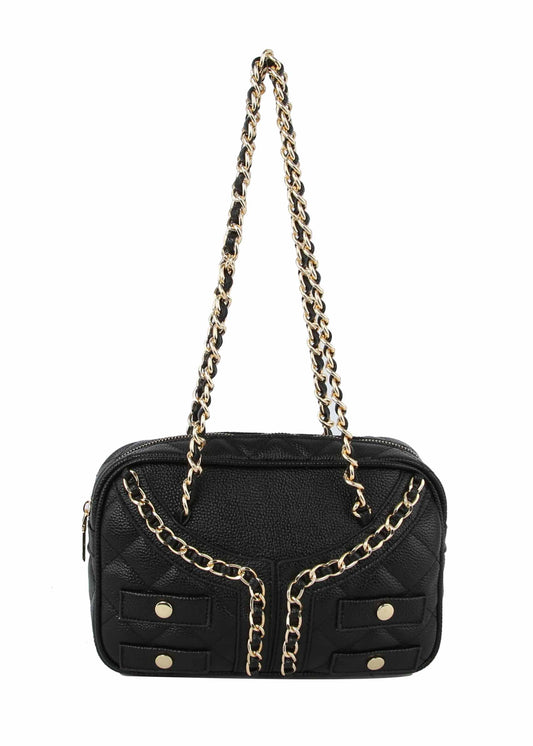 MUTLTI COLOR FABRIC BIKER SHOULDER BAG