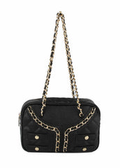 MUTLTI COLOR FABRIC BIKER SHOULDER BAG