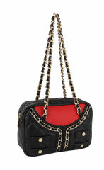 MUTLTI COLOR FABRIC BIKER SHOULDER BAG