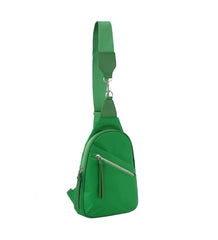 Diagnal zip front sling backpack