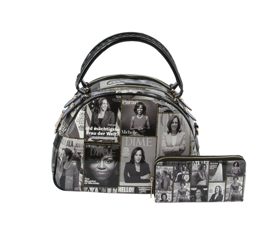 Glossy Magazine Dome Satchel Purse Bag