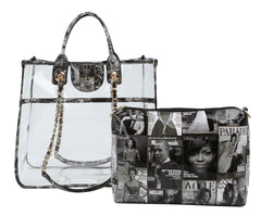 Glossy Magazine Clear Tote Bag Hobo Crossbody Purse