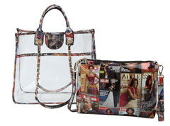 Glossy Magazine Clear Tote Bag Hobo Crossbody Purse
