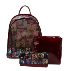 Glossy Magazine Backpack Travel Bag Wallet Handbag