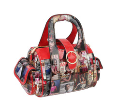 Glossy Magazine Cover Satchel Handbag Top Handle Bag