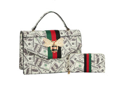 Fashion Bee Satchel With Matching Wallet