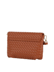 Woven Front flap tripe comparament convertible clutch crossbody wristlet
