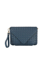 Woven Front flap tripe comparament convertible clutch crossbody wristlet