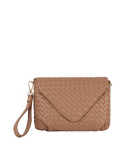 Woven Front flap tripe comparament convertible clutch crossbody wristlet