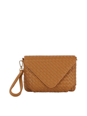 Woven Front flap tripe comparament convertible clutch crossbody wristlet