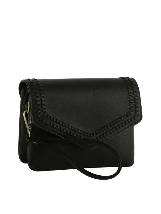 Front flap tripe comparament convertible clutch crossbody wristlet