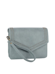 Front Flap Tripe Comparament Convertible Clutch Crossbody Wristlet