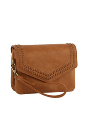Front Flap Tripe Comparament Convertible Clutch Crossbody Wristlet