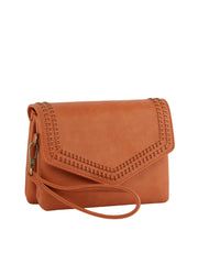 Front Flap Tripe Comparament Convertible Clutch Crossbody Wristlet
