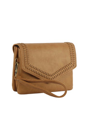 Front Flap Tripe Comparament Convertible Clutch Crossbody Wristlet