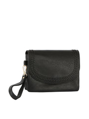 Front Flap Tripe Comparament Convertible Clutch Crossbody Wristlet