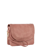 Front Flap Tripe Comparament Convertible Clutch Crossbody Wristlet