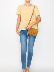 Front Flap Tripe Comparament Convertible Clutch Crossbody Wristlet